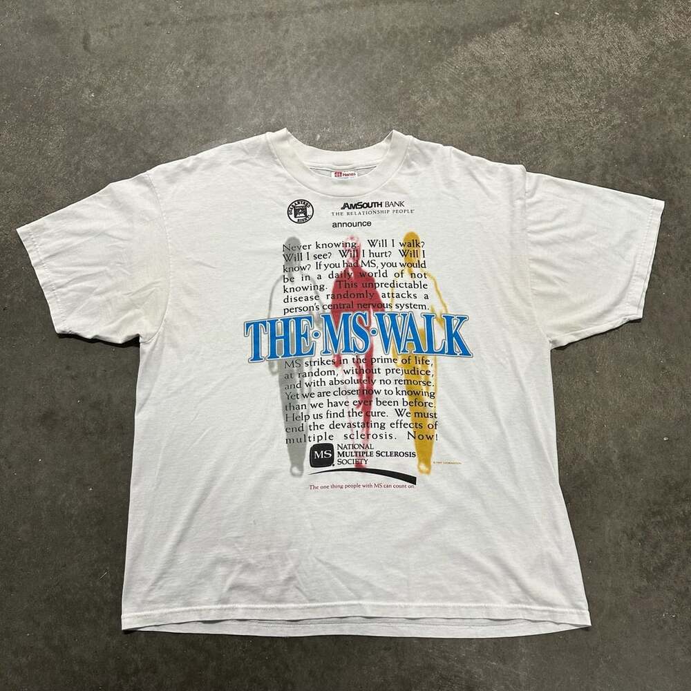Vintage 1997 MS Walk T Shirt Hanes Heavyweight 50/50 XL Graphic Charity Tee